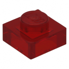 LEGO lapos elem 1x1, átlátszó piros (3024)